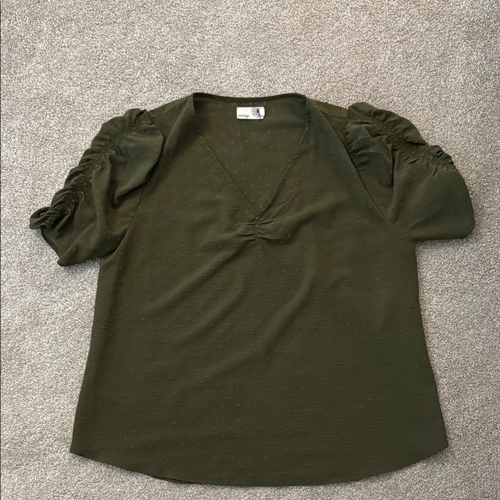 Everleigh Olive Green Swiss Dot Top